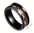 Men 8mm Tungsten Ring Koa Wood Inlay with Laser Pattern Comfort-Fit Wedding Band